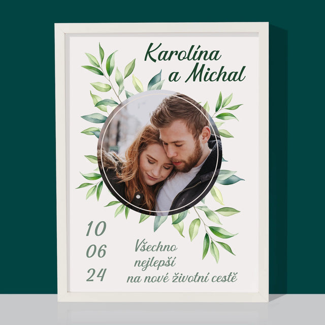 Fotka A Textem: Svatební Lístky - Tisk V Rámečku