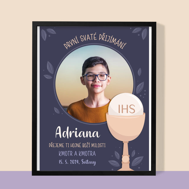 Fotka A Textem: První Svaté Přijímání - Tisk V Rámečku