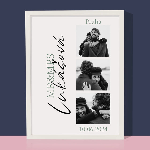 Fotokoláž: Mr&Mrs Svatební - Tisk V Rámečku