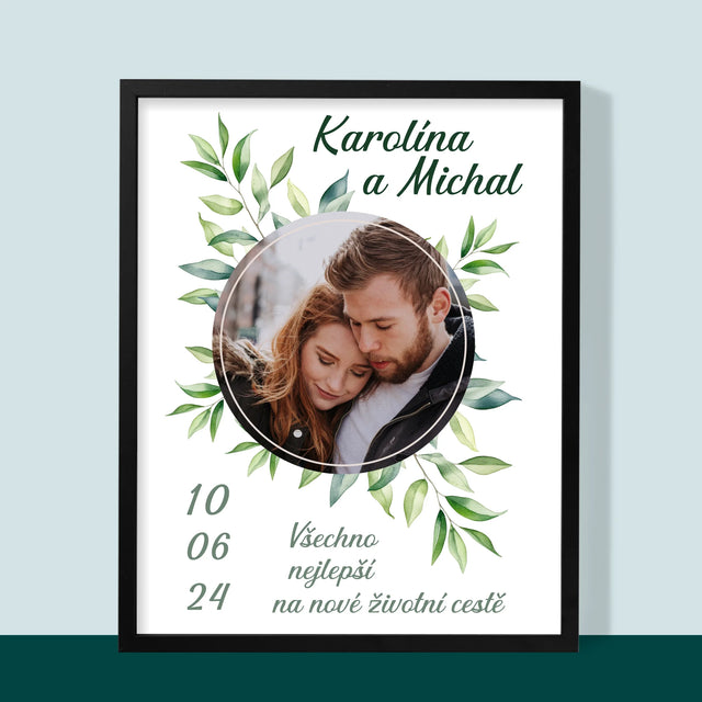 Fotka A Textem: Svatební Lístky - Tisk V Rámečku