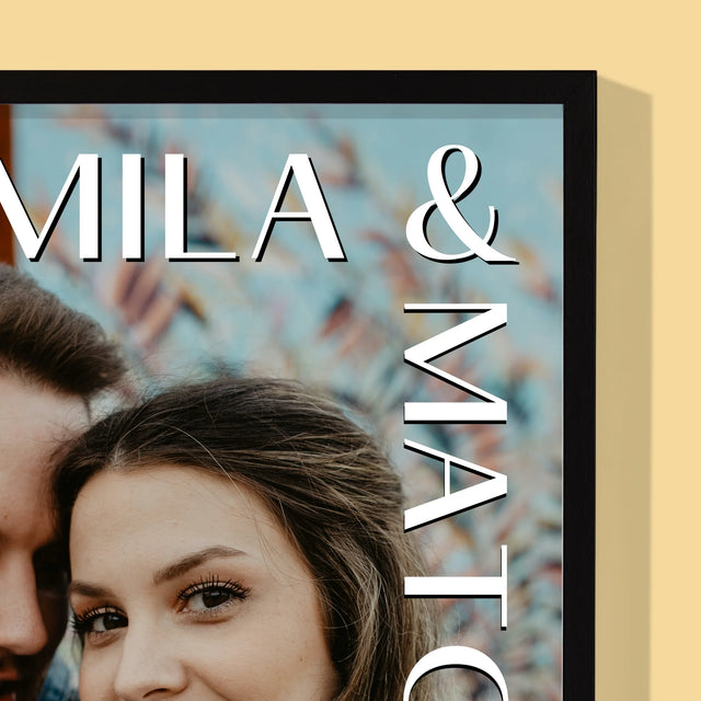 Fotka A Textem: Jména Svatba - Tisk V Rámečku