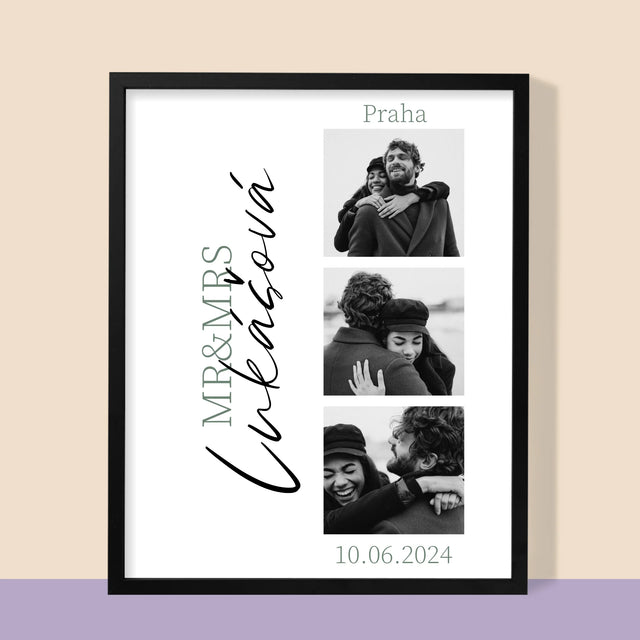 Fotokoláž: Mr&Mrs Svatební - Tisk V Rámečku