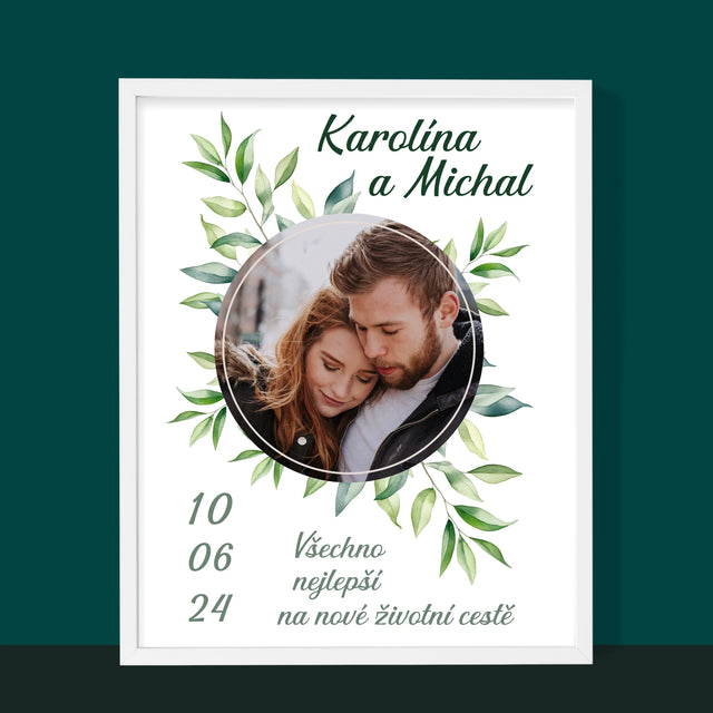 Fotka A Textem: Svatební Lístky - Tisk V Rámečku