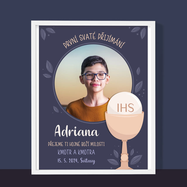 Fotka A Textem: První Svaté Přijímání - Tisk V Rámečku