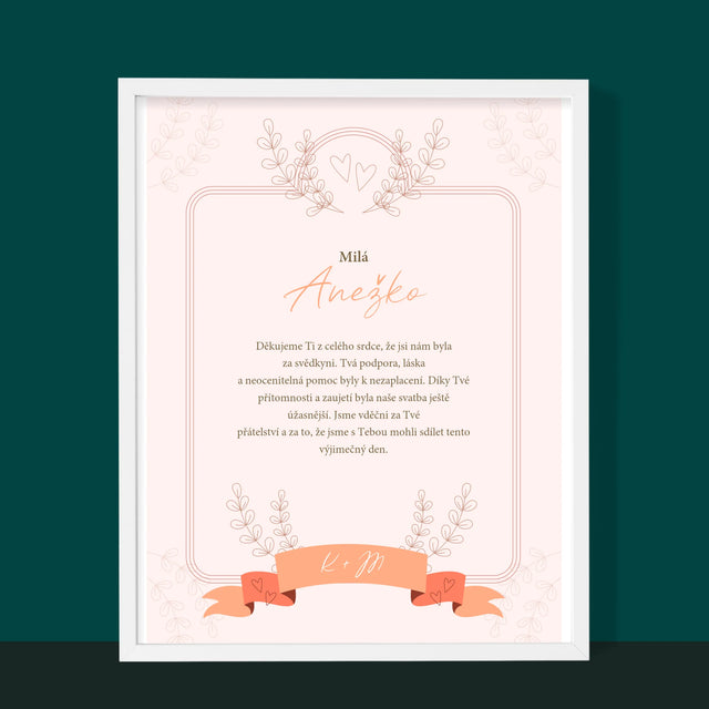 Jméno A Nápis: Poděkování Pro Svědkyni - Tisk V Rámečku