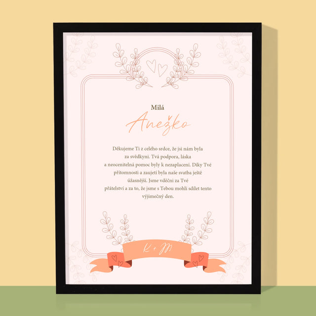 Jméno A Nápis: Poděkování Pro Svědkyni - Tisk V Rámečku