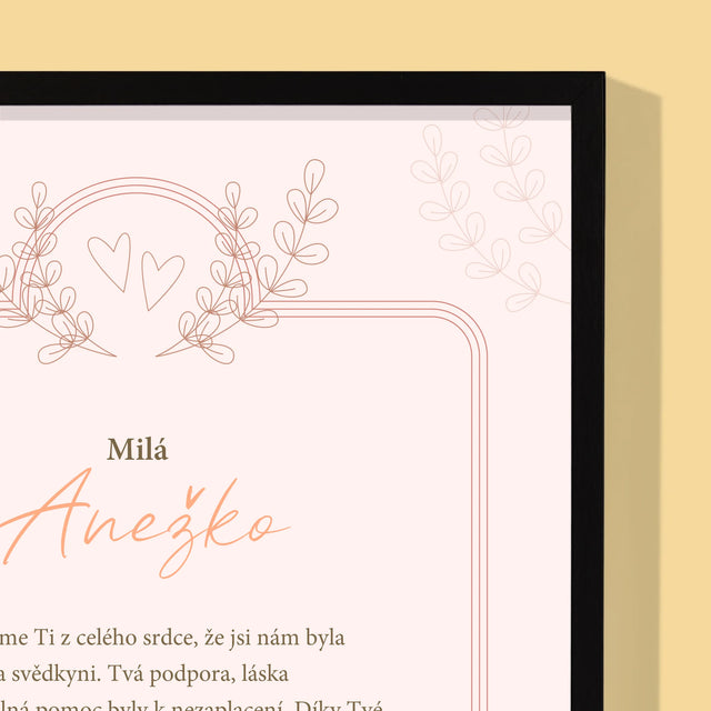 Jméno A Nápis: Poděkování Pro Svědkyni - Tisk V Rámečku