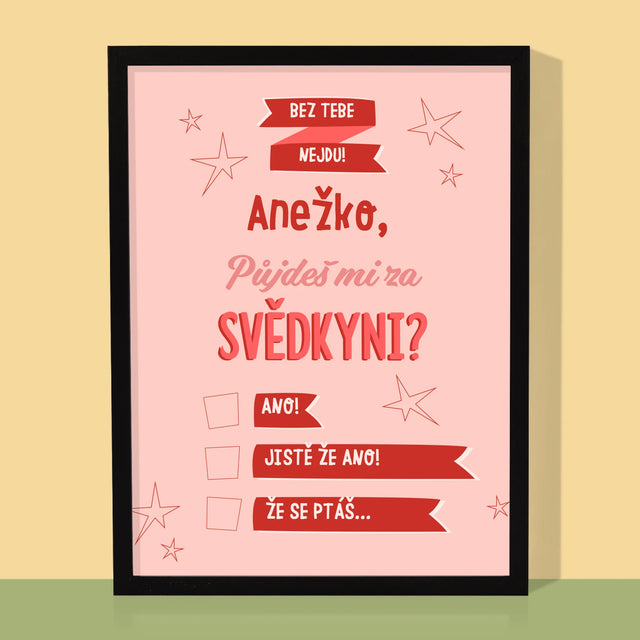 Jméno A Nápis: Bez Tebe Nejdu - Tisk V Rámečku