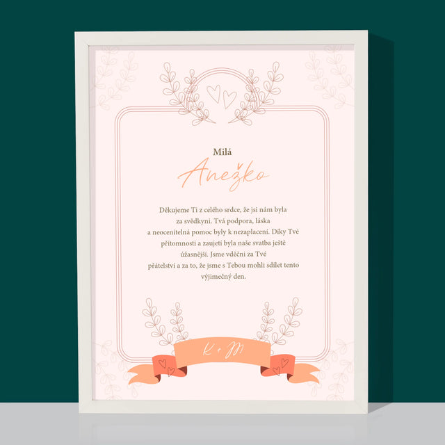 Jméno A Nápis: Poděkování Pro Svědkyni - Tisk V Rámečku