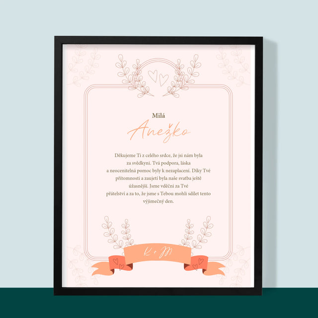 Jméno A Nápis: Poděkování Pro Svědkyni - Tisk V Rámečku