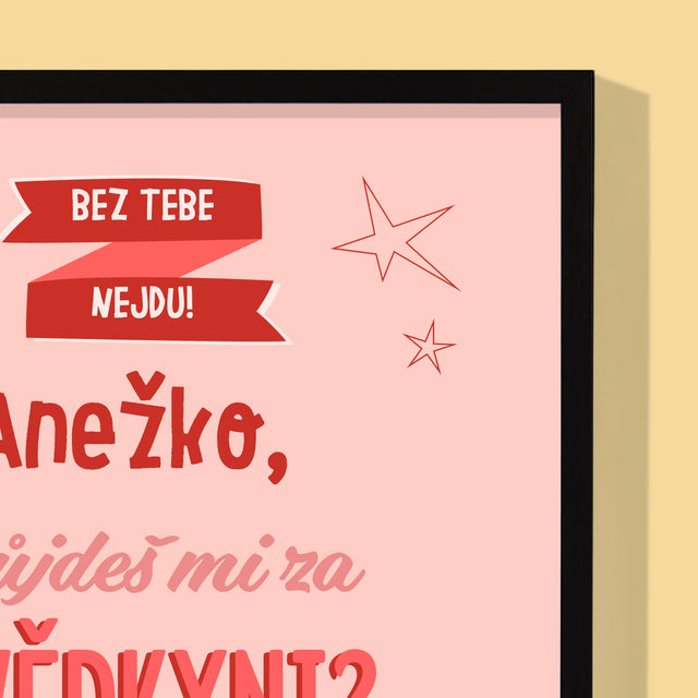 Jméno A Nápis: Bez Tebe Nejdu - Tisk V Rámečku