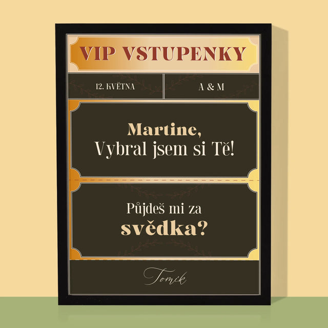 Jméno A Nápis: Vip Vstupenky Svědek - Tisk V Rámečku