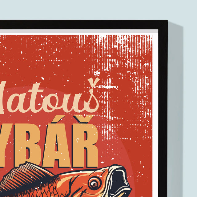 Jméno A Nápis: Rybář Z Krve A Kostí - Tisk V Rámečku