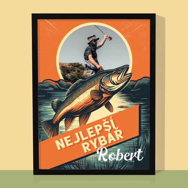 Fotka A Textem: Nejlepší Rybář - Tisk V Rámečku