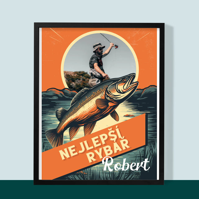 Fotka A Textem: Nejlepší Rybář - Tisk V Rámečku
