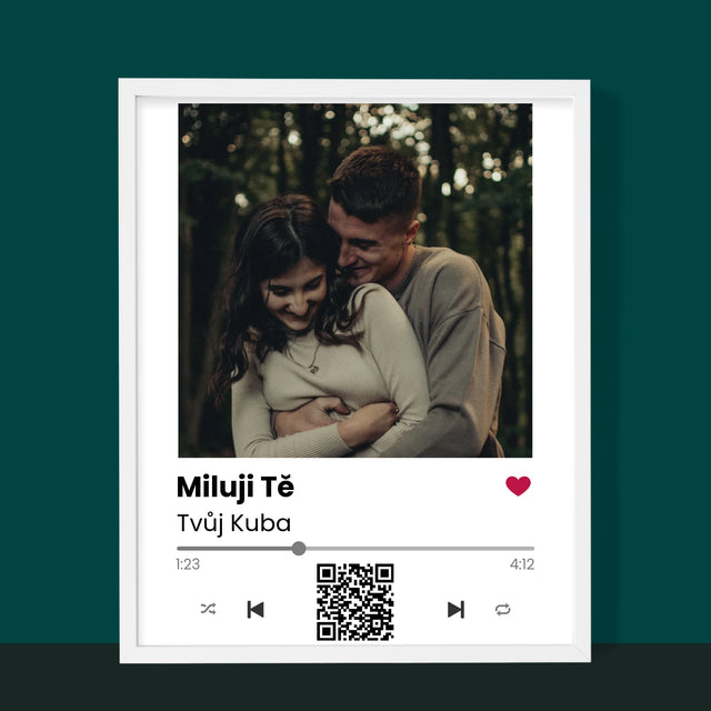 Fotka A Textem: Spotify S Kódem Qr - Tisk V Rámečku