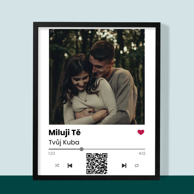 Fotka A Textem: Spotify S Kódem Qr - Tisk V Rámečku