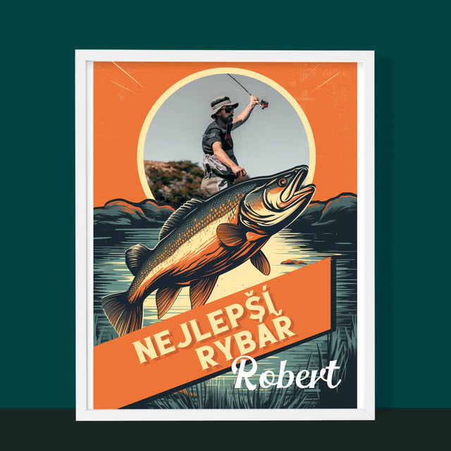 Fotka A Textem: Nejlepší Rybář - Tisk V Rámečku