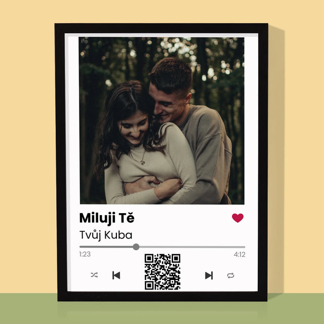 Fotka A Textem: Spotify S Kódem Qr - Tisk V Rámečku
