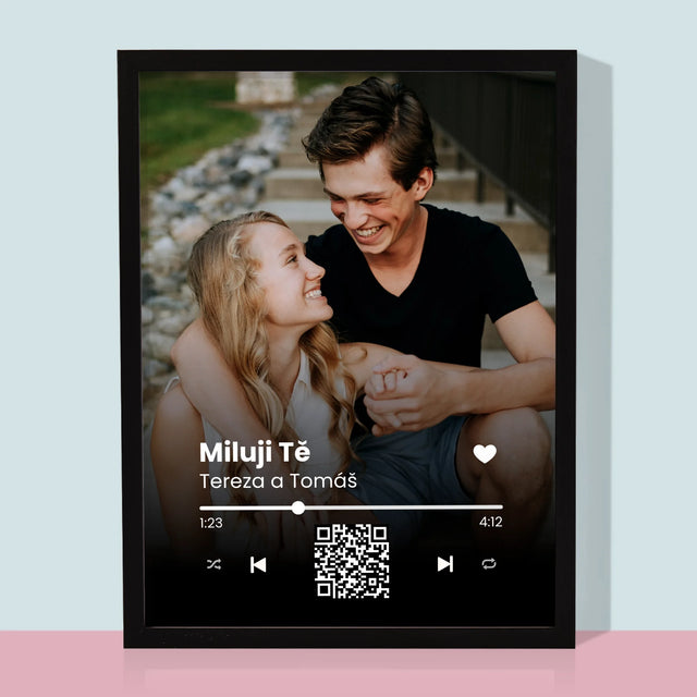 Fotka A Textem: Naše Písnička Na Qr - Tisk V Rámečku