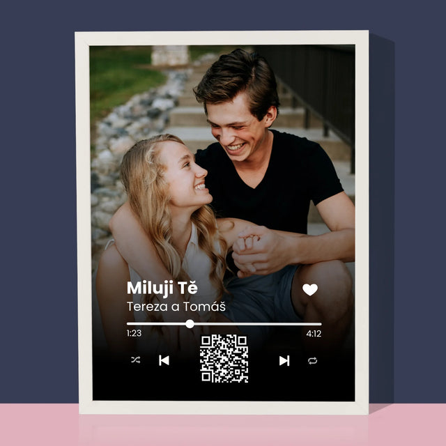 Fotka A Textem: Naše Písnička Na Qr - Tisk V Rámečku