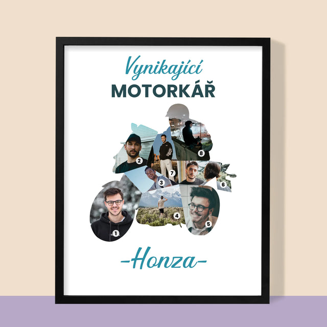 Tvar Z Fotek: Vynikající Motorkář - Tisk V Rámečku