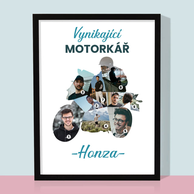 Tvar Z Fotek: Vynikající Motorkář - Tisk V Rámečku