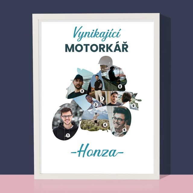 Tvar Z Fotek: Vynikající Motorkář - Tisk V Rámečku