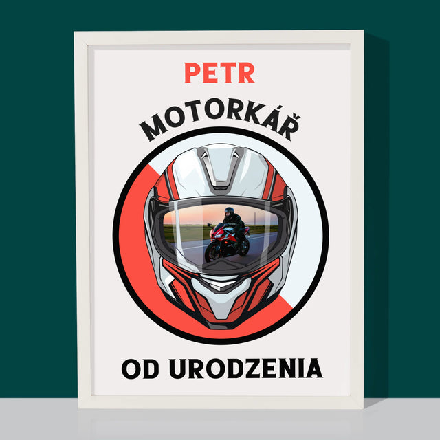 Fotka A Textem: Motorkář Od Narození - Tisk V Rámečku