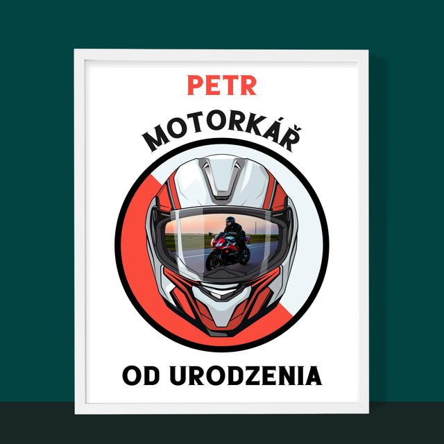 Fotka A Textem: Motorkář Od Narození - Tisk V Rámečku