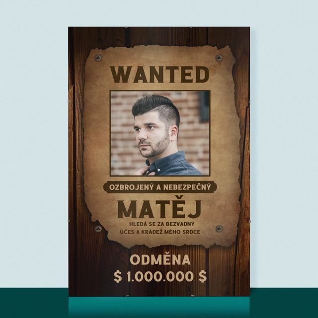 Fotografie a popisek: Hledaný muž - personalizovaný plakát | CZ
