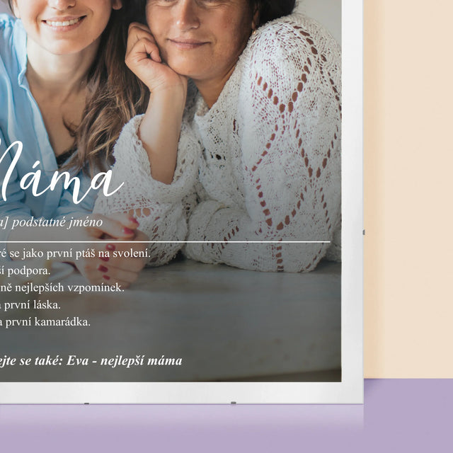 Fotografie a popisek: Definice maminky - personalizovaný plakát | CZ