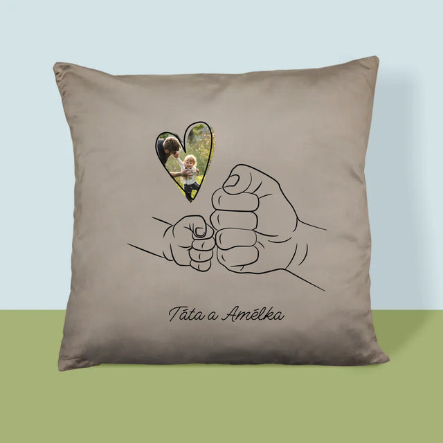 Fotka A Textem: Táta Dítě Ručička - Polštář