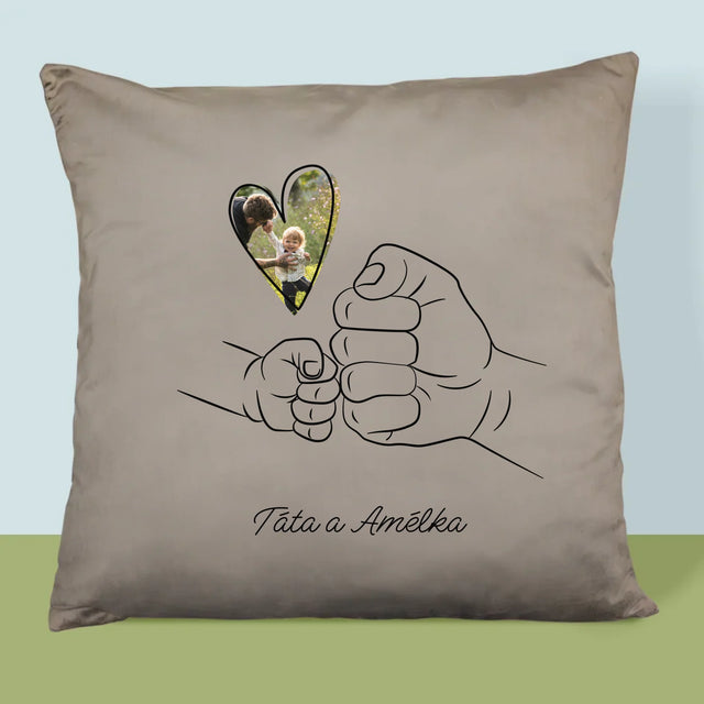 Fotka A Textem: Táta Dítě Ručička - Polštář