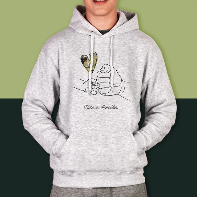 Fotka A Textem: Táta Dítě Ručička - Pánská Mikina S Kapuci