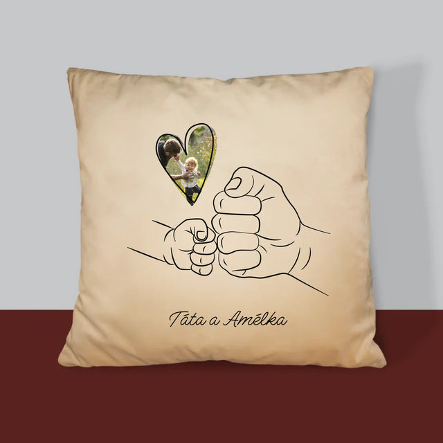 Fotka A Textem: Táta Dítě Ručička - Polštář