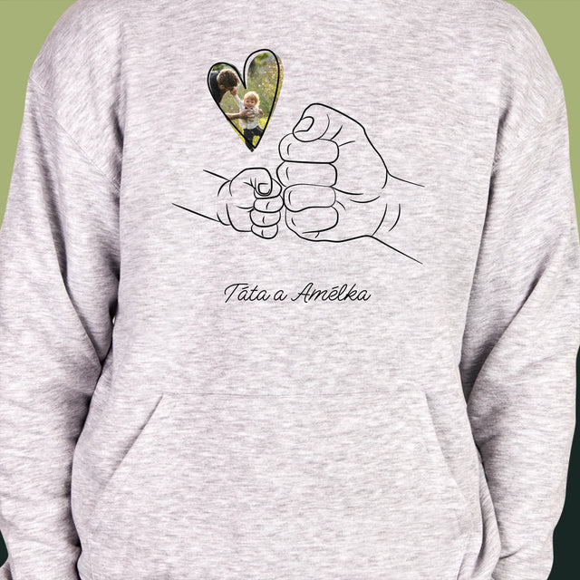 Fotka A Textem: Táta Dítě Ručička - Pánská Mikina S Kapuci