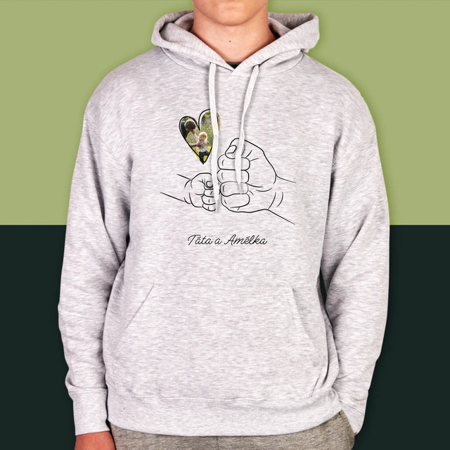 Fotka A Textem: Táta Dítě Ručička - Pánská Mikina S Kapuci