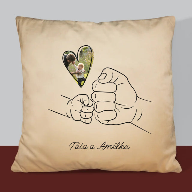 Fotka A Textem: Táta Dítě Ručička - Polštář