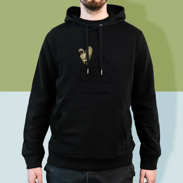 Fotka A Textem: Táta Dítě Ručička - Pánská Mikina S Kapuci