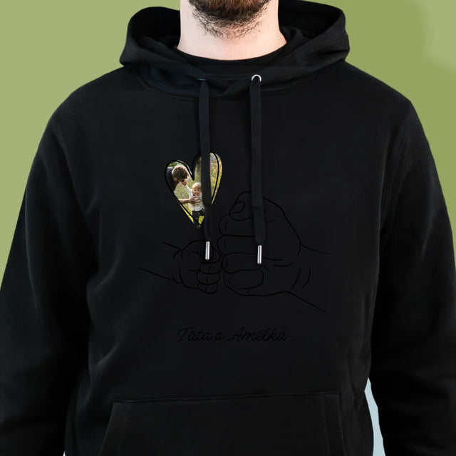 Fotka A Textem: Táta Dítě Ručička - Pánská Mikina S Kapuci