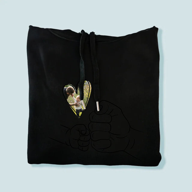 Fotka A Textem: Táta Dítě Ručička - Pánská Mikina S Kapuci