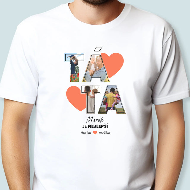 Fotokoláž: Táta Je Nejlepší - Pánské Tričko