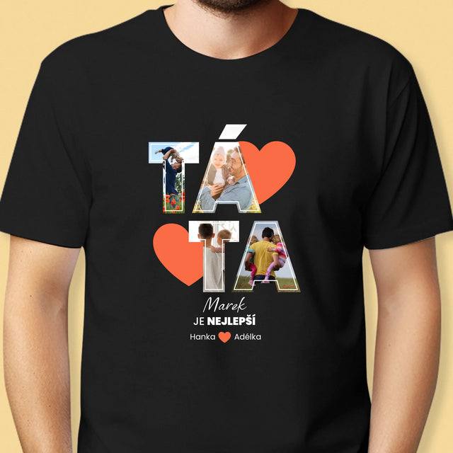 Fotokoláž: Táta Je Nejlepší - Pánské Tričko