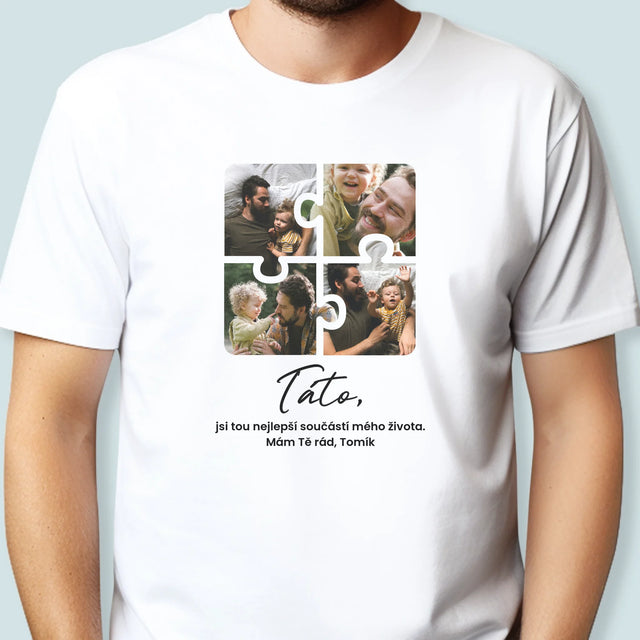 Fotokoláž: Puzzle Fotky Pro Tátu - Pánské Tričko