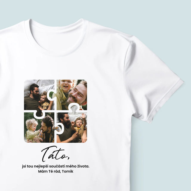 Fotokoláž: Puzzle Fotky Pro Tátu - Pánské Tričko