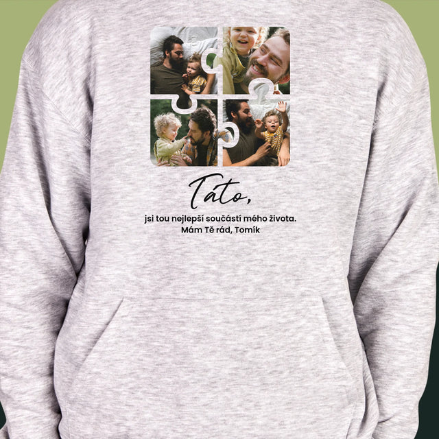 Fotokoláž: Puzzle Fotky Pro Tátu - Pánská Mikina S Kapuci