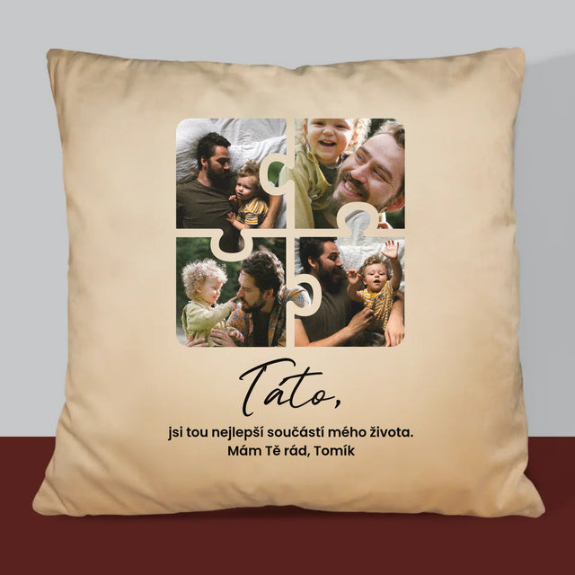 Fotokoláž: Puzzle Fotky Pro Tátu - Polštář