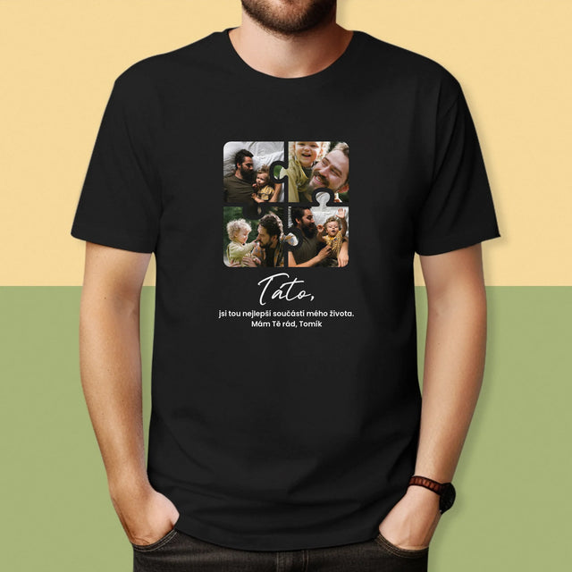 Fotokoláž: Puzzle Fotky Pro Tátu - Pánské Tričko