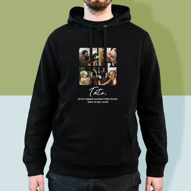 Fotokoláž: Puzzle Fotky Pro Tátu - Pánská Mikina S Kapuci